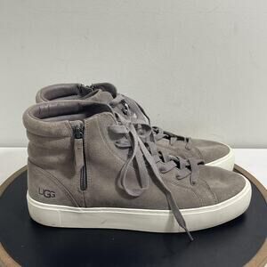 UGG Shoes Mens Size 11 Gray Suede High Top Sneakers Side Zip Casual 1105370